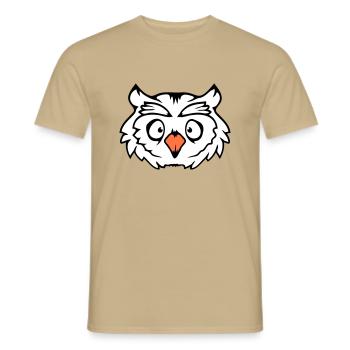 hibou oiseau aigle hibou hibou nuit oiseau effraie des granges chouette bande dessinée - T-shirt homme - beige sable - Devant - AI Model Male 178 light (178cm)