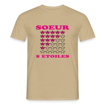 SOEUR 5 ETOILES - T-shirt homme - beige sable - Devant - AI Model Male 178 light (178cm)