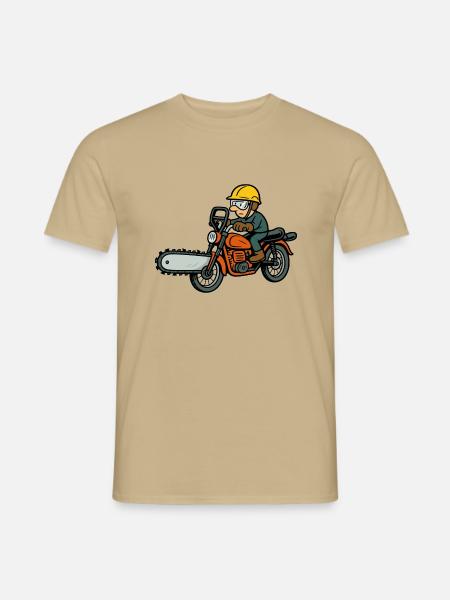 Motorrad mit Kettensäge - Männer T-Shirt - Sandbeige
