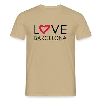 love barcelona - Men's T-Shirt - sand beige - Front - AI Model Male 178 light (178cm)