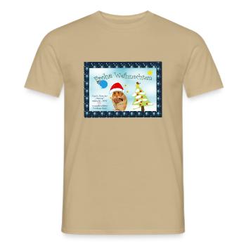 Autocollants Joyeux Noël Hamster - T-shirt homme - beige sable - Devant - AI Model Male 178 light (178cm)