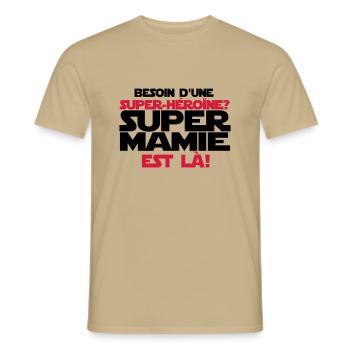 super mamie est là - T-shirt homme - beige sable - Devant - AI Model Male 178 light (178cm)