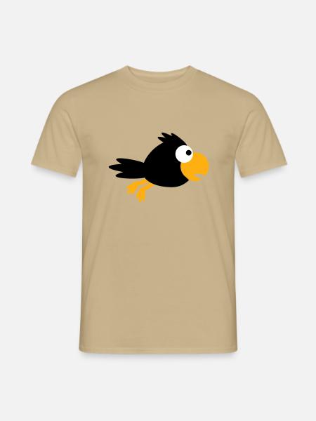 Rabe Vogel fliegt schnel cool lustig Cartoon Humor - Männer T-Shirt - Sandbeige