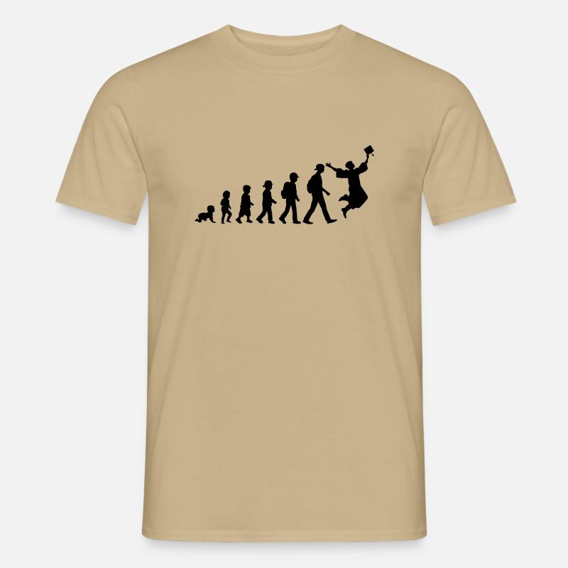 Evolution Schulkind Abiturient - Männer T-Shirt - Sandbeige
