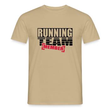 running team member - Men's T-Shirt - sand beige - Front - AI Model Male 178 light (178cm)