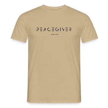 PEACEGIVER - Männer T-Shirt - Sandbeige - Vorne - AI Model Male 178 light (178cm)