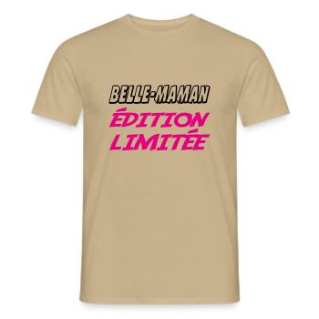 BELLE MAMAN édition limitée - T-shirt homme - beige sable - Devant - AI Model Male 178 light (178cm)