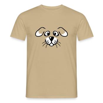 Dog Face Small Happy Pet Head Cute - Men's T-Shirt - sand beige - Front - AI Model Male 178 light (178cm)