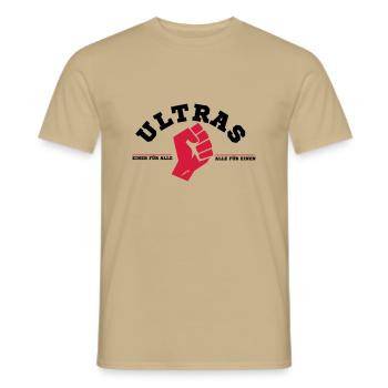 Ultras - alle für einen - Männer T-Shirt - Sandbeige - Vorne - AI Model Male 178 light (178cm)