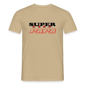 SUPER-VATER - Männer T-Shirt - Sandbeige - Vorne - AI Model Male 178 light (178cm)
