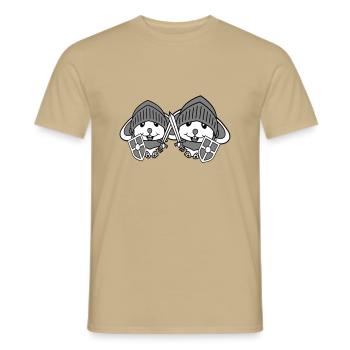 2 Bunnies Chevalier Épée Bouclier Armure Casque Héros - T-shirt homme - beige sable - Devant - AI Model Male 178 light (178cm)