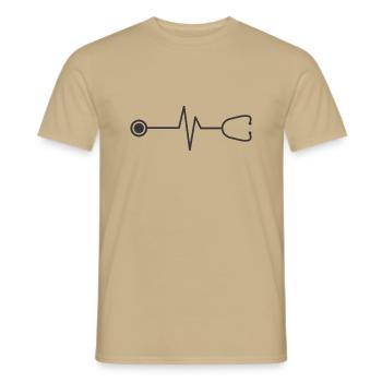 Herzschlag Doktor Arzt - Männer T-Shirt - Sandbeige - Vorne - AI Model Male 178 light (178cm)