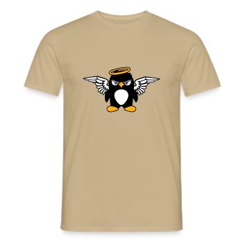 Penguin Angel Wings Halo Holy Flies - Men's T-Shirt - sand beige - Front - AI Model Male 178 light (178cm)
