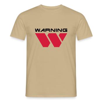 Warning__V001 - Men's T-Shirt - sand beige - Front - AI Model Male 178 light (178cm)