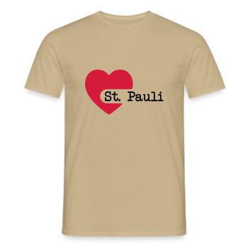 love_st_pauli__f2 - Men's T-Shirt - sand beige - Front - AI Model Male 178 light (178cm)