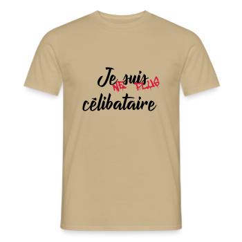 celibataire - T-shirt homme - beige sable - Devant - AI Model Male 178 light (178cm)