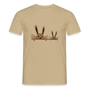 2 Hasen Familie Kind Vater Zwei Kleinkind Mutter - Männer T-Shirt - Sandbeige - Vorne - AI Model Male 178 light (178cm)