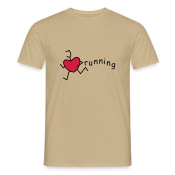 Lustiges Strichmännchen -I love running - Männer T-Shirt - Sandbeige - Vorne - AI Model Male 178 light (178cm)
