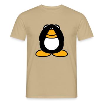 Penguin see nothing blind Hands cover eyes - Men's T-Shirt - sand beige - Front - AI Model Male 178 light (178cm)