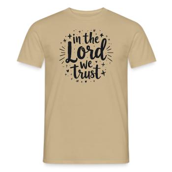 Jesus –'In the Lord We Trust' A Modern T-Shirt - Men's T-Shirt - sand beige - Front - AI Model Male 178 light (178cm)