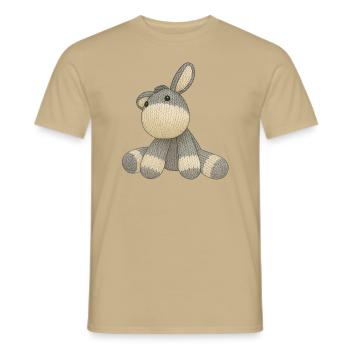 Knitting Donkey Emil - Men's T-Shirt - sand beige - Front - AI Model Male 178 light (178cm)