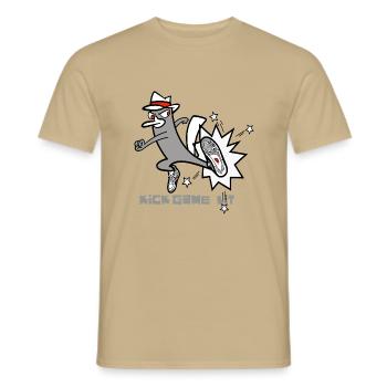 Kick Game Lit – Urban Sneaker Style - Men's T-Shirt - sand beige - Front - AI Model Male 178 light (178cm)