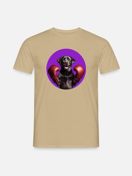 Labrador als Boxer - Männer T-Shirt - Sandbeige