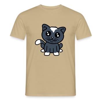 Cat Pet Cute Cute Kitten Friendly - Men's T-Shirt - sand beige - Front - AI Model Male 178 light (178cm)