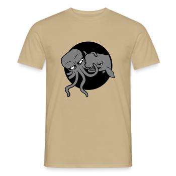 Octopus Whale 2 Fighting Deep Sea Monster Sea Monster - Men's T-Shirt - sand beige - Front - AI Model Male 178 light (178cm)