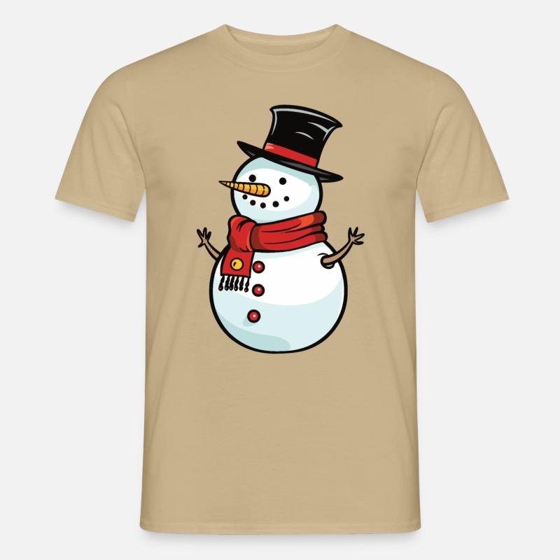Snögubbe, Vinter, Jul, Snö - T-shirt herr - sandbeige