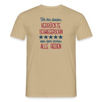 Schwiegersohn Geburtstag Bester Schwieger Sohn - Männer T-Shirt - Sandbeige - Vorne - AI Model Male 178 light (178cm)