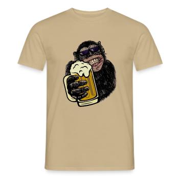 Singe avec de la bière bière buveur de bière chemise cadeau - T-shirt homme - beige sable - Devant - AI Model Male 178 light (178cm)
