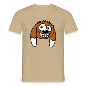 Dog looks funny grin happy smile fun - Men's T-Shirt - sand beige - Front - AI Model Male 178 light (178cm)
