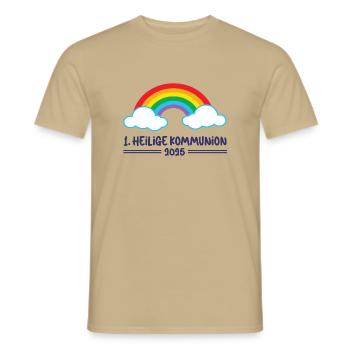 1. Heilige Kommunion Erstkommunion 2025 - Männer T-Shirt - Sandbeige - Vorne - AI Model Male 178 light (178cm)
