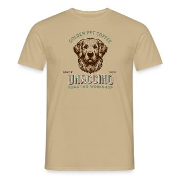 Unaccino Logo - Men's T-Shirt - sand beige - Front - AI Model Male 178 light (178cm)