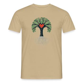 tree garden nature eco organic family heart grow lol - Men's T-Shirt - sand beige - Front - AI Model Male 178 light (178cm)