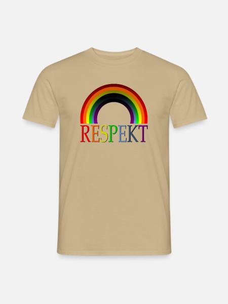RESPEKT RESPEKTIEREN HALTUNG REGENBOGENFAHNE - Männer T-Shirt - Sandbeige