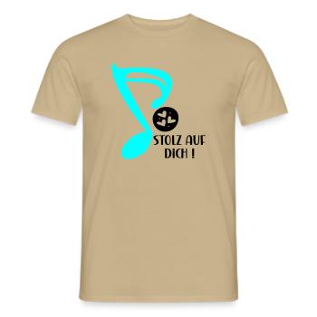 STOLZ AUF MUSIKERIN - MUSIKNOTE MUSIKINSTRUMENTE - Männer T-Shirt - Sandbeige - Vorne - AI Model Male 178 light (178cm)