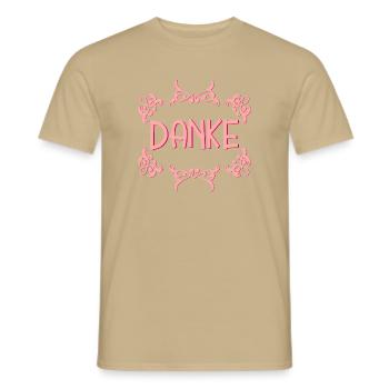 Dankeschöngeschenke DANKE SPRÜCHE - Männer T-Shirt - Sandbeige - Vorne - AI Model Male 178 light (178cm)