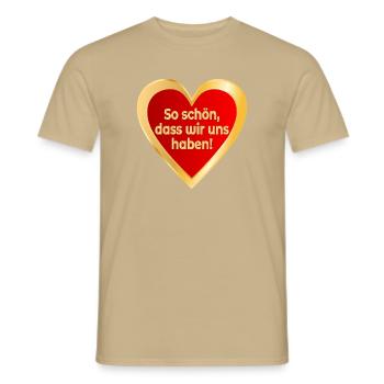 VALENTINSTAG SPRÜCHE BEZIEHUNG HERZ - Männer T-Shirt - Sandbeige - Vorne - AI Model Male 178 light (178cm)