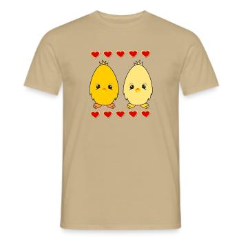 EASTER CHICKEN COUPLE - Men's T-Shirt - sand beige - Front - AI Model Male 178 light (178cm)