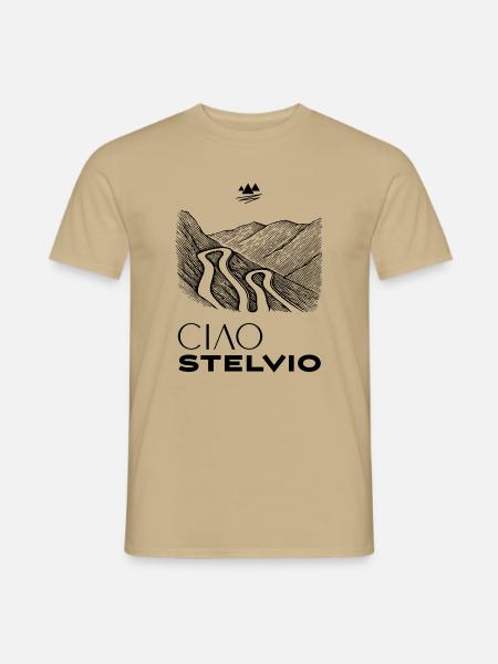 Ciao Stelvio Straßenverlauf - Männer T-Shirt - Sandbeige
