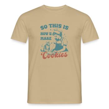 C’est donc comme ça que vous faites des biscuits chat mignon - T-shirt homme - beige sable - Devant - AI Model Male 178 light (178cm)