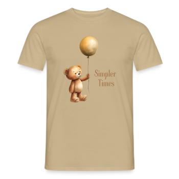 Teddy Bär mit Luftballon Simpler Times - Männer T-Shirt - Sandbeige - Vorne - AI Model Male 178 light (178cm)