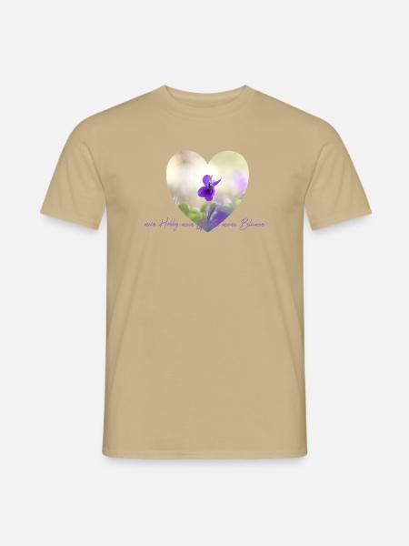 Blumenherz Veilchen im Pastelllicht Garten Blumen - Männer T-Shirt - Sandbeige
