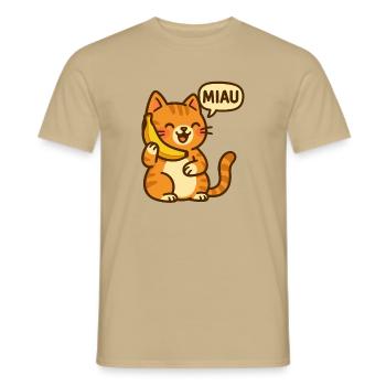 Chat au téléphone - T-shirt homme - beige sable - Devant - AI Model Male 178 light (178cm)