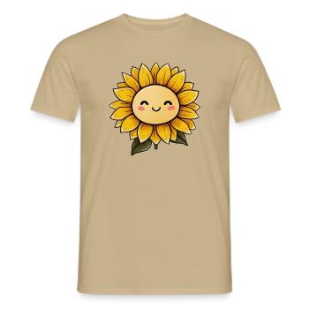 Tournesol avec visage - T-shirt homme - beige sable - Devant - AI Model Male 178 light (178cm)