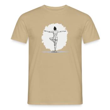 Yoga Exercise Balance Mindfulness and Relaxation - Men's T-Shirt - sand beige - Front - AI Model Male 178 light (178cm)