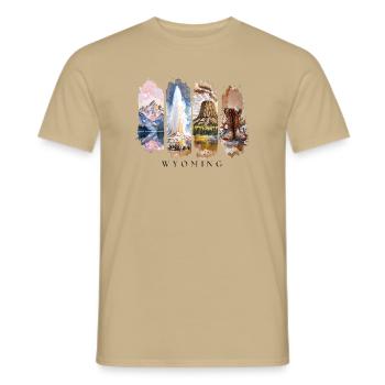 Wyoming USA Reise – Natur, Abenteuer, Yellowstone - Männer T-Shirt - Sandbeige - Vorne - AI Model Male 178 light (178cm)