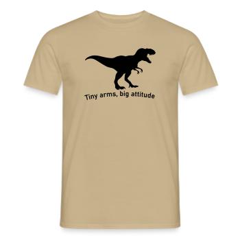 Kleine Hände großes Ego großer Dinosaurier T-Rex - Männer T-Shirt - Sandbeige - Vorne - AI Model Male 178 light (178cm)